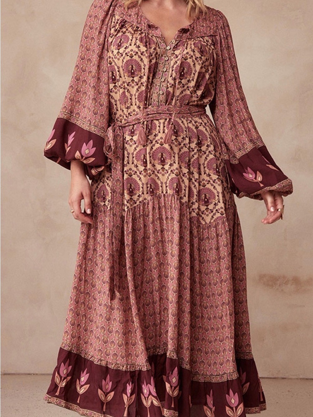 🌙 SPELL Château Boho Gown in Grape NWT - Picture 2 of 9